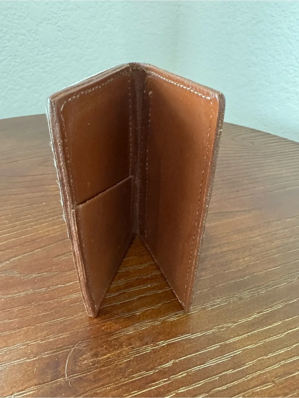 Brown Leather & Cow Hide with Concho Business / Credit Card Holder